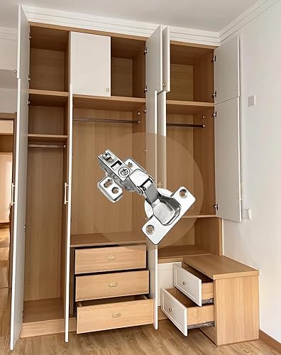 Miniatura 7 de Bisagras de puerta de gabinete, 2 pares (4 piezas) de bisagras de gabinete, con tornillos de montaje, bisagras ocultas para puertas de gabinete,