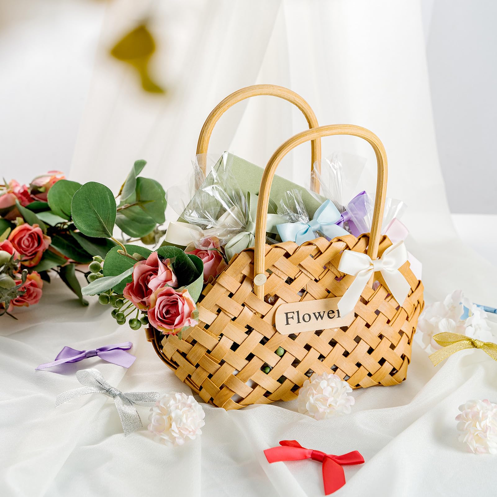MORSUNBELA Fiocchi decorativi per matrimonio, autoadesivi, mini fiocco, 50 pezzi, verde salvia scuro