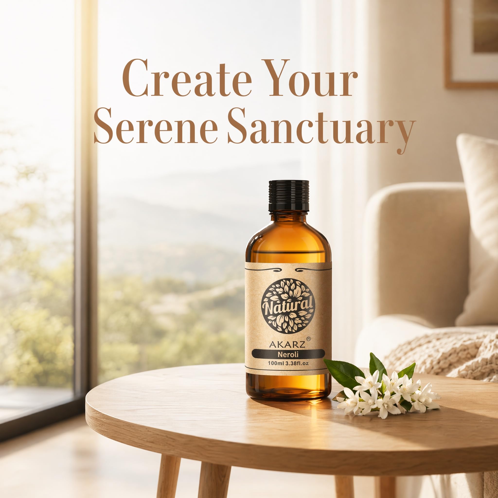 AKARZ 100ml Olejek esencjny z Neroli - Naturalny olejek aromatyczny do dyfuzorów, lamp aromatycznych i aromatów pomieszczeń