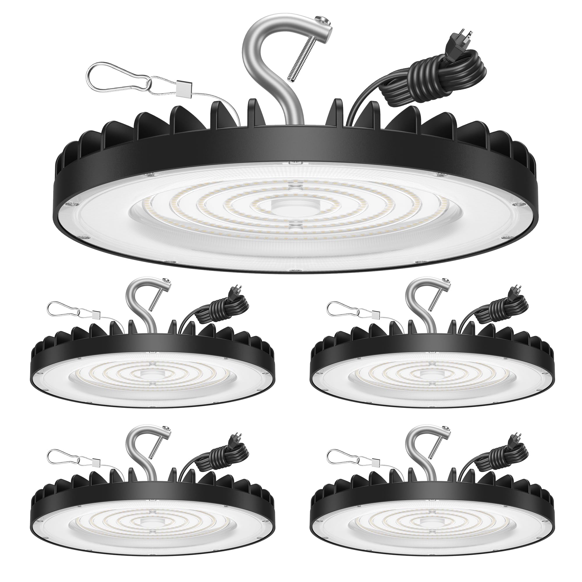 4 Pack UFO Led High Bay Light 200W 6000K Daylight 30000lm AC100-277V UFO Shop Lights Fixture with US