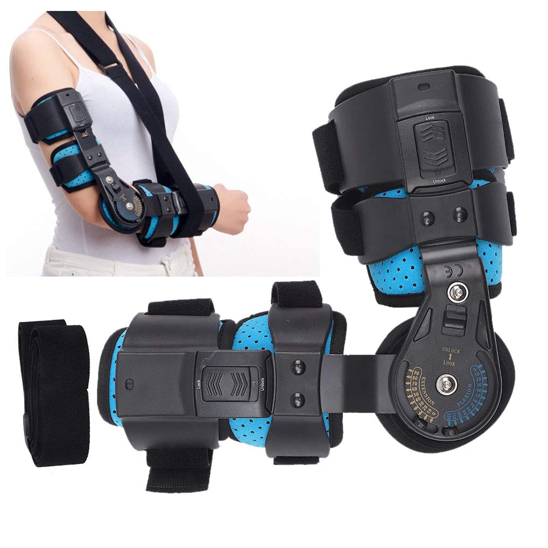 Orthosis Codo para Rehabilitación de Miembro Superior Soporte de Férula Antebrazo Fijación de Fractura Artritis Articulación del Codo Corrector de órtesis para Hombre Mujer,Left
