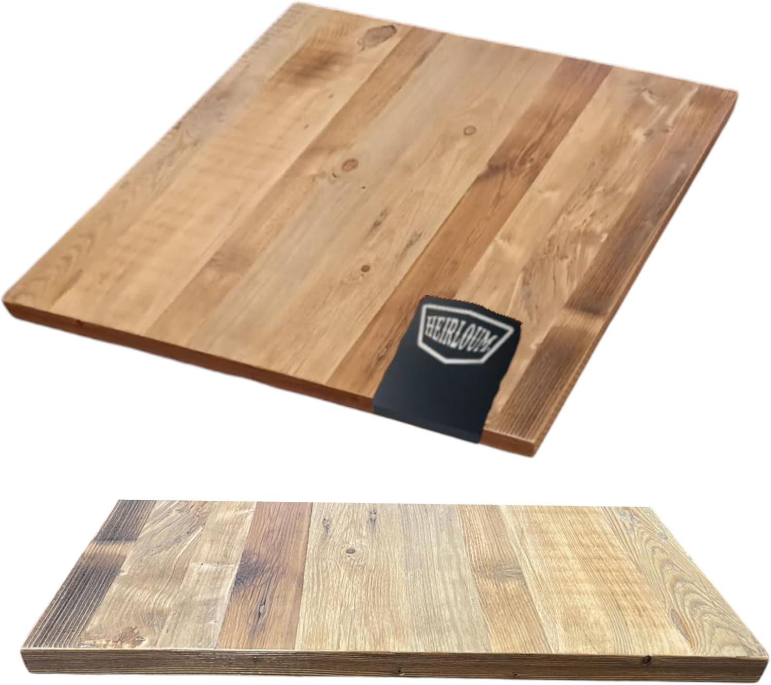 Weathered Luxe Reclaimed Wood Tabletop, Light Brown, Matte Urethane Finish, 1.3125" Thick, Indoor Commercial Use (24 x 30)