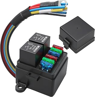 Weasch 12V Pre-Wired 80A Fuse Relay Box Kit: 2 Relays & 6 ATC Fuses for Cars, Trucks, Jeeps, ATVs