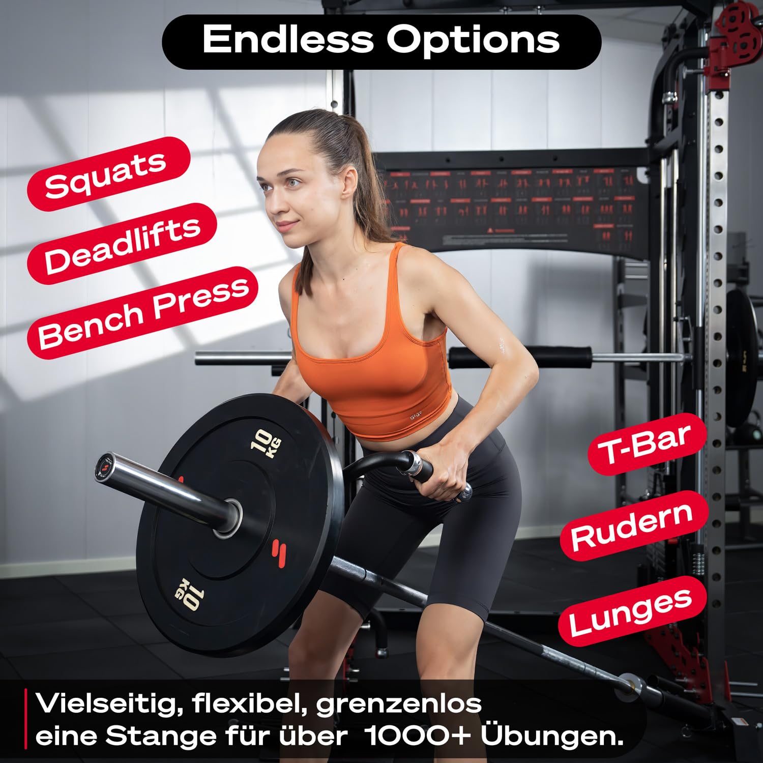 Sportstech Olympische Langhantelstange, bis 315 kg, 33mm, Federverschluss, perfekt für Hantelscheiben, Stahl, verchromt, gerändelte Griffflächen, Länge 22cm, 20kg, Home Gym, Deutsche Qualitätsmarke