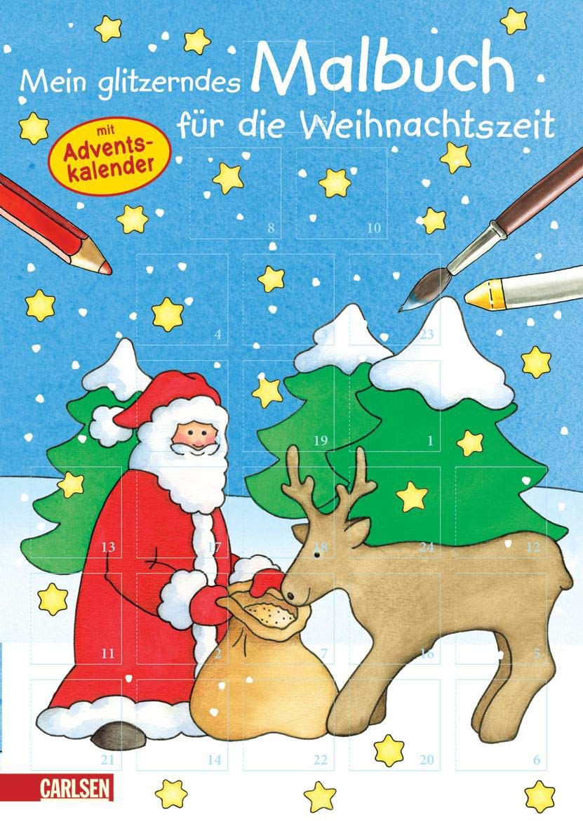 Mein glitzerndes Malbuch für die Weihnachtszeit: mit Adventskalender