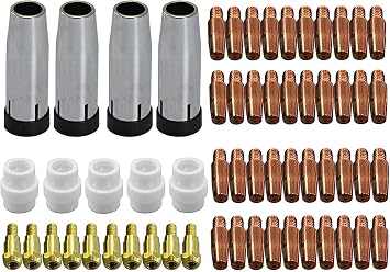 RIVERWELD MIG MAG Contact Tips M6 .030" 0.8mm 140.0051 Conical Cups Gas Nozzle 145.0080 Contact Tip Holder 142.0003 Gas Diffuser Ceramic 012.0183 for 24KD MB24 Co2 Welding Torch 59pcs