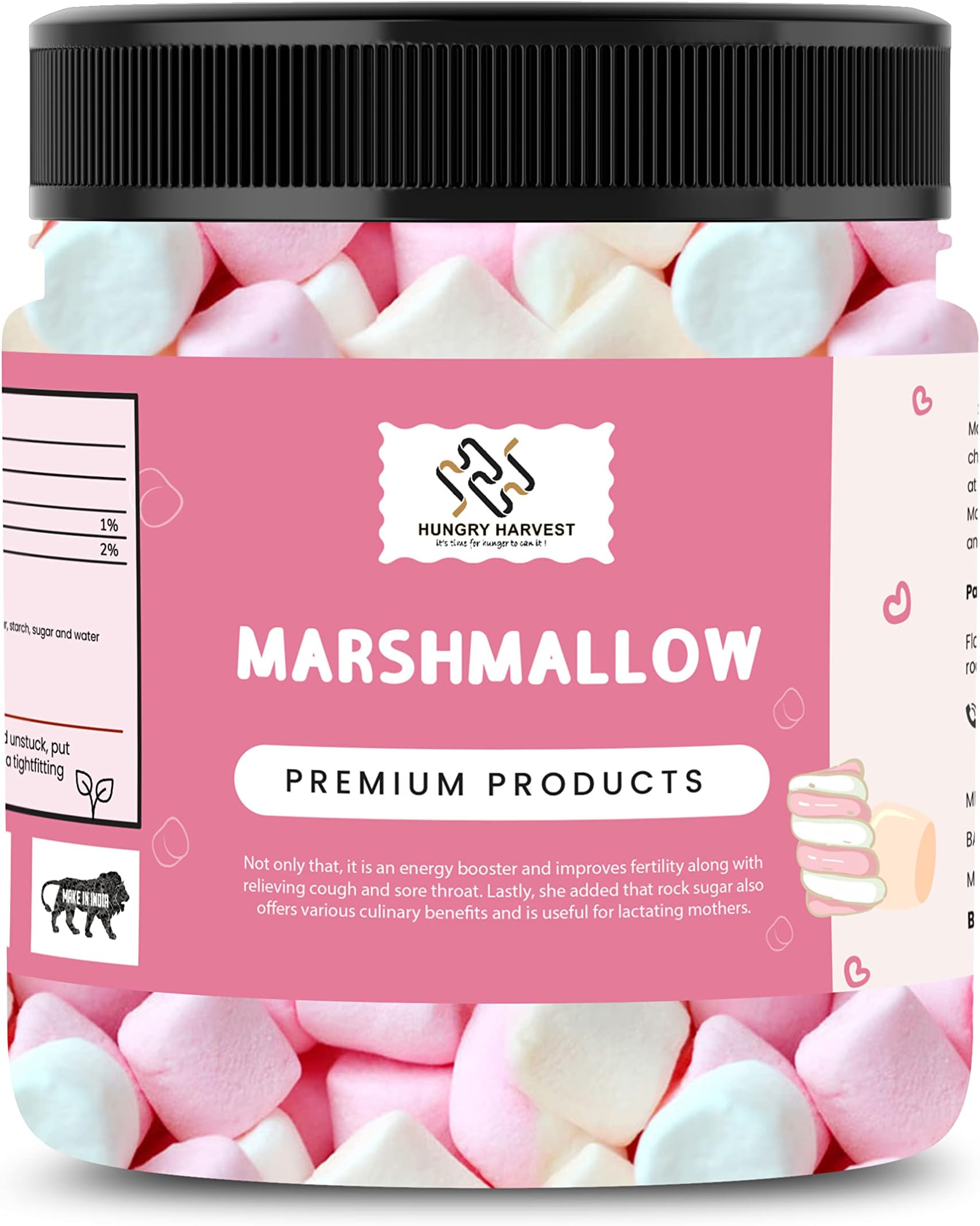 Marshmallows Pure Vegan 50 Pieces Strawberry Vanilla Assorted Fruit Flavours Vegetarian Marshmallow Candy Marshmallow Candy Marshmallows Pure Veg [Jar Pack]