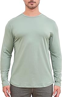 Men's Ultra-Soft Bamboo Viscose T-Shirt, Curved Hem Lightweight Cooling Cotton Blend Casual Tee