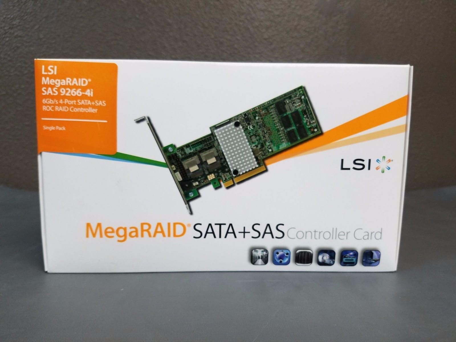 LSI LSI00305 Logic Controller Card MegaRAID 9266-4i 4Port Internal 1GB SATA/SAS PCI Express Single