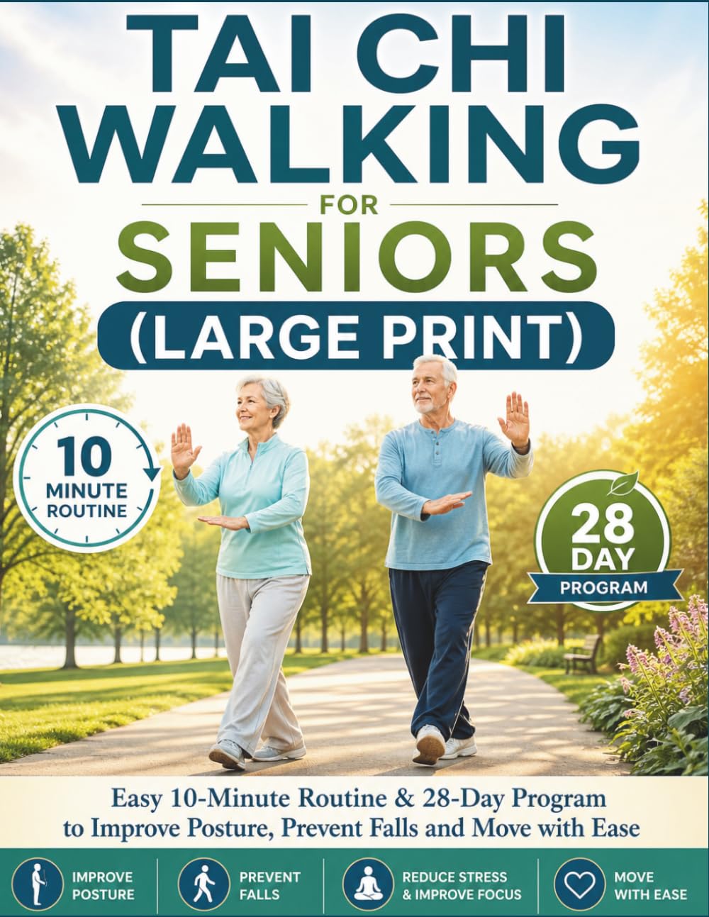TAI CHI WALKING FOR SENIORS (LARGE PRINT): Easy 10-Minute Routine & 28-Day Program to Improve Posture, Prevent Falls and Move with Ease
