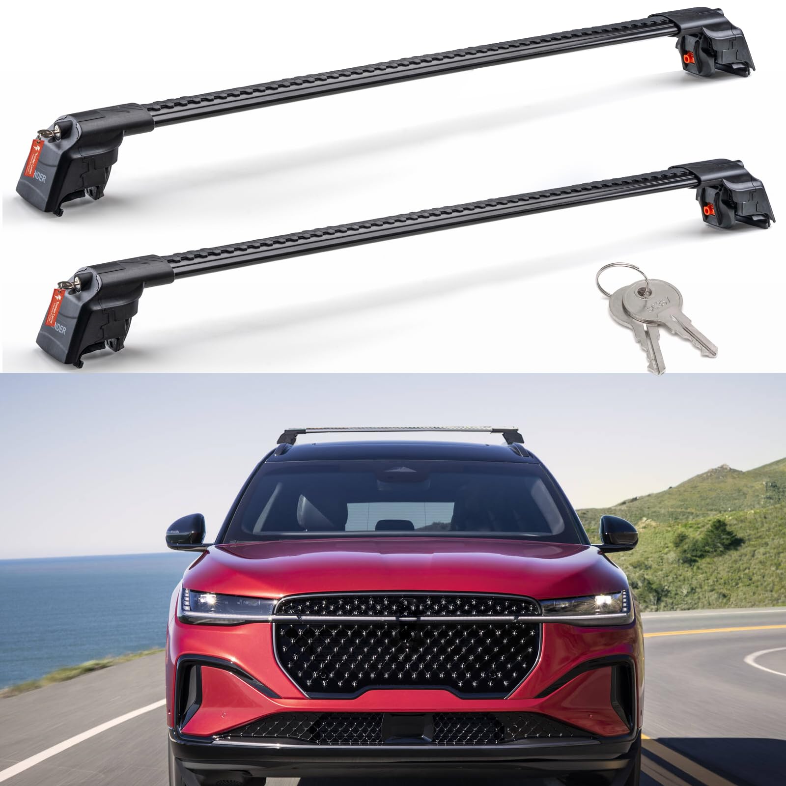 Catch USA Car Roof Rack Cross Bars for Lincoln Nautilus 2018 2024 Aluminum Cross Bar for Rooftop Cargo Carrier Luggage Kayak Canoe Bike Snowboard (Gray, XC60 2018 2023)