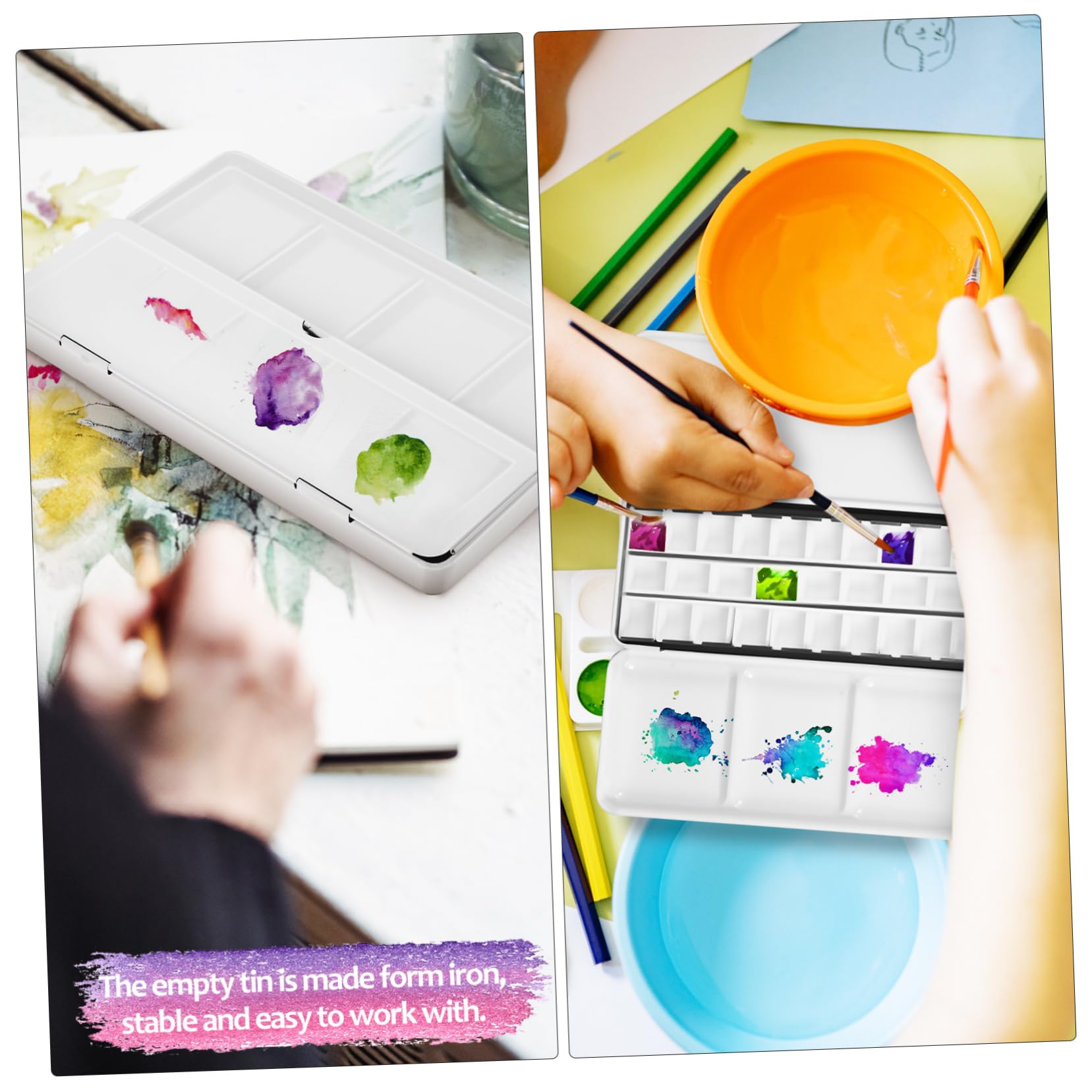 Tofficu 4 Pièces Boîte de Palette d'aquarelle Vide Pot de Peinture Vide Stylo à Eau Lavable Aquarelle de Voyage Palette de Couleur Palette de Peinture Palette Aquarelle Vide Le Fer