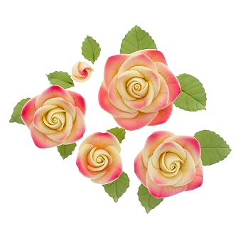 Global Sugar Art Rose & Leaf Edible Sugar Cake Flowers Kit