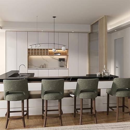 Miniatura 4 de VKNOW Juego de 2 taburetes de bar, taburetes de bar tapizados de altura de mostrador, taburetes modernos con patas de madera para cocina, isla de