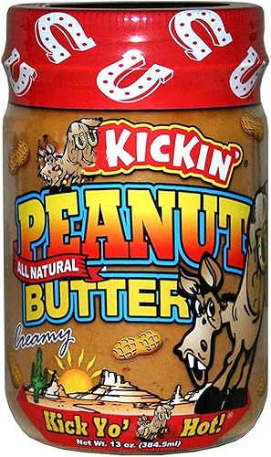 Kickin' Mantequilla de maní cremosa con pimienta Habanero, 13 onzas, mantequilla de maní picante totalmente natural gourmet de primera calidad,