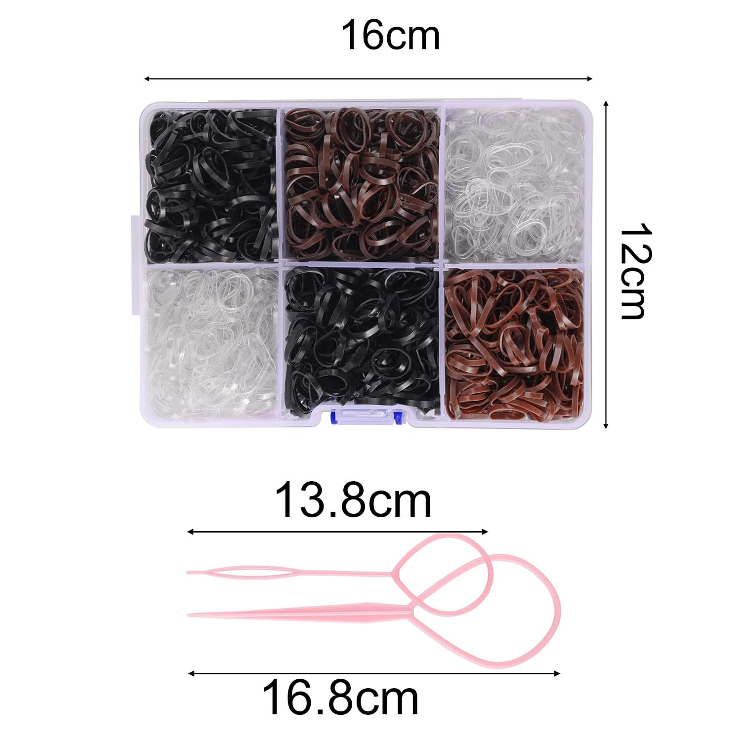 WUBAYI 2500 Gomas del Pelo Pequeñas, Gomas Invisibles Transparentes/Negras/Marrones, Horquillas Mini para Mujeres Niñas Hombres Niños, Bandas de Goma Suaves para Peinados Infantiles/Bodas
