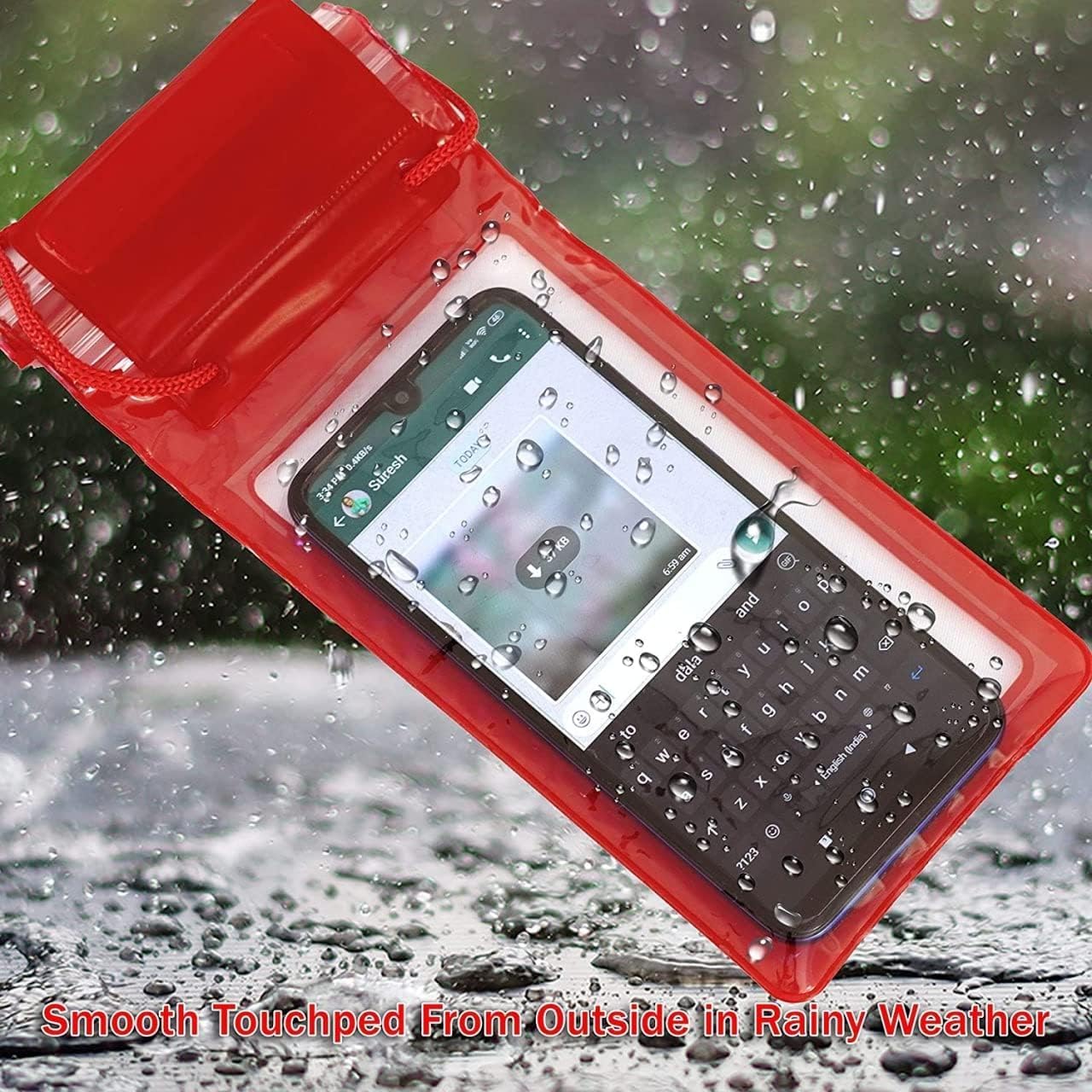 Waterproof Mobile Pouch with Clip Lock & Hanging Strap | Universal Rainproof Phone Cover for Smartphones up to 7 Inches, Touch Compatible Protective Phone Case for Travel, Beach & Outdoor Use (Multicolor) - Image 3