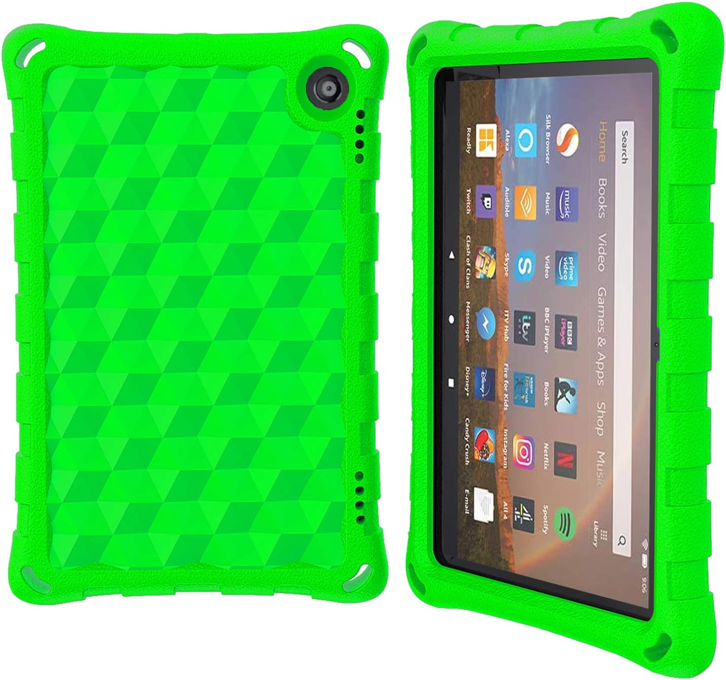 2020 Ｈ Ｄ 8'' Tablet Case (Compatible with 10th Generation Tablets, 2020 Releases), Riaour Light Weight/Shock-Absorption/Anti Slip/High Impact Kids Case for All-New H D 8 Tablet (Green)