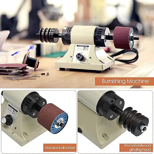 Miniatura 3 de Leather Polishing Burnishing MachineLeather Edge Polishing Tool 350w Leather Edge Grinding Kit Adjustable Rosewood Grinding Head Sander Buffing Motor