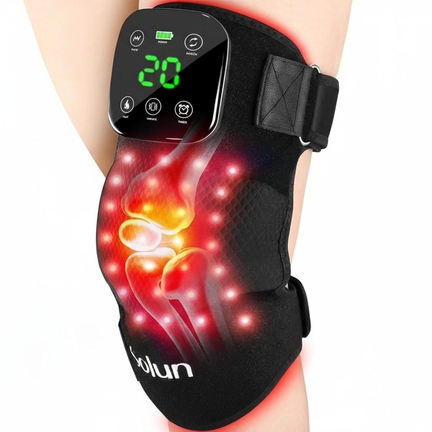 Red Light Therapy Knee Brace with Heated & Vibration Massager for Pain Relief - 660nm/850nm Near Infrared Light Therapy Device, 5000mAh Rechargeable, Adjustable for Knee/Elbow/Shoulder