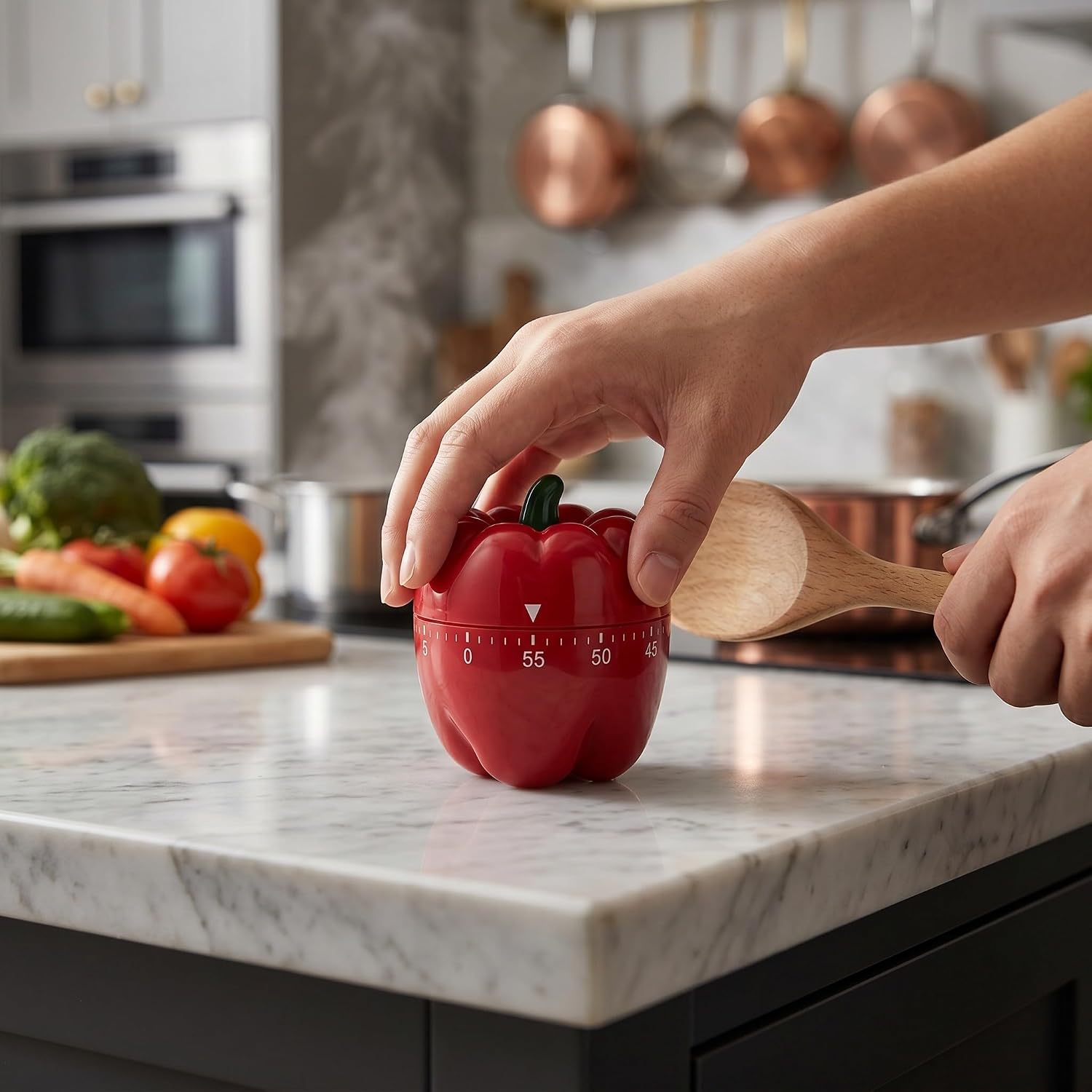 Pepper Shaped Kitchen Mechanical Timer 60 Minute Plastic Countdown image 5