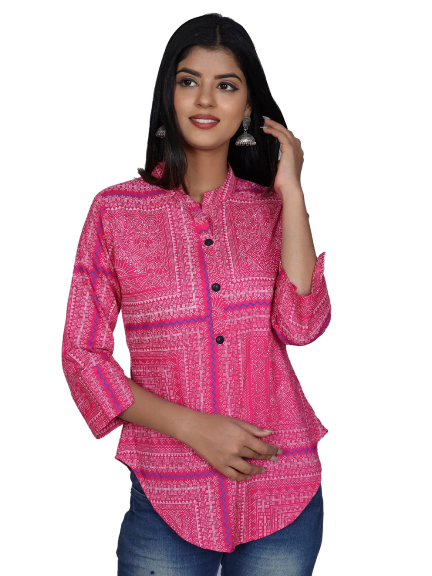 GenericCMS Enterprises Casual Printed Women Trendy Top (Pink TOP_S)