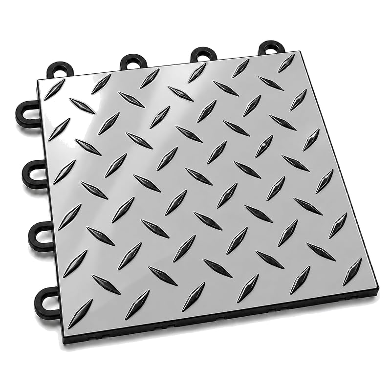 Placas modulares para piso de garagem Nitro Pro by FlooringInc em polipropileno, Gunmetal e Black, 30,5 x 30,5 cm, Kit com 20 placas