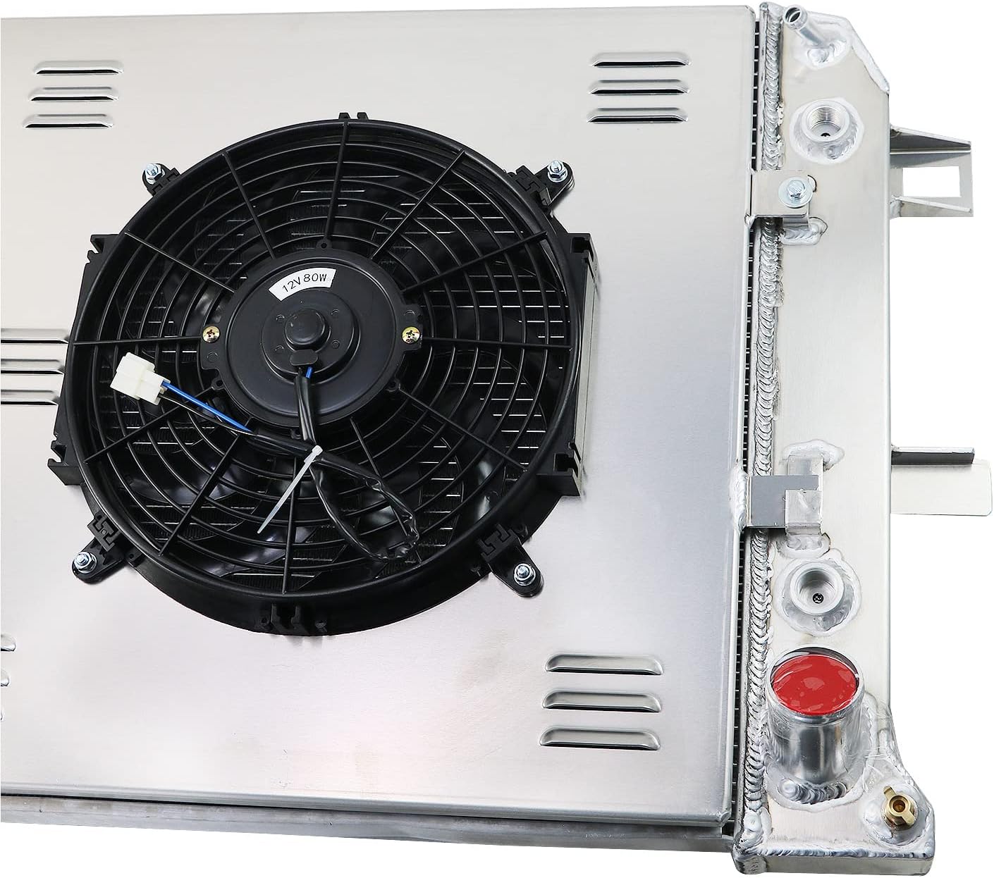 Full Aluminum Radiator Compatible with 2001-2005 GMC Chevy Silverado Sierra 3500 2500 HD w/ 6.6L Duramax LB7/LLY, 44MM 3 Row Core Cooling Radiators + Shroud/Electric Fan + Relay Kit