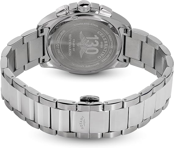 Rotary Mens Apex 100 Chronograph Silver Dial Stainless Steel Bracelet Watch