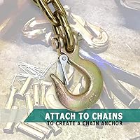 Vista 4 de Boxer Paquete de 2 ganchos deslizantes de horquilla forjados de ¼ pulgadas de grado 70 con pestillo de seguridad resistente, resistencia a la rotura