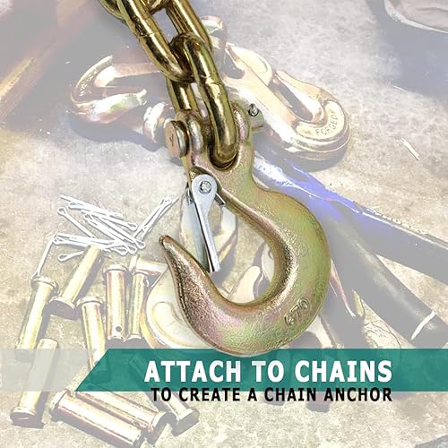 Miniatura 4 de Boxer Paquete de 2 ganchos deslizantes de horquilla forjados de pulgadas de grado 70 con pestillo de seguridad resistente, resistencia a la rotura