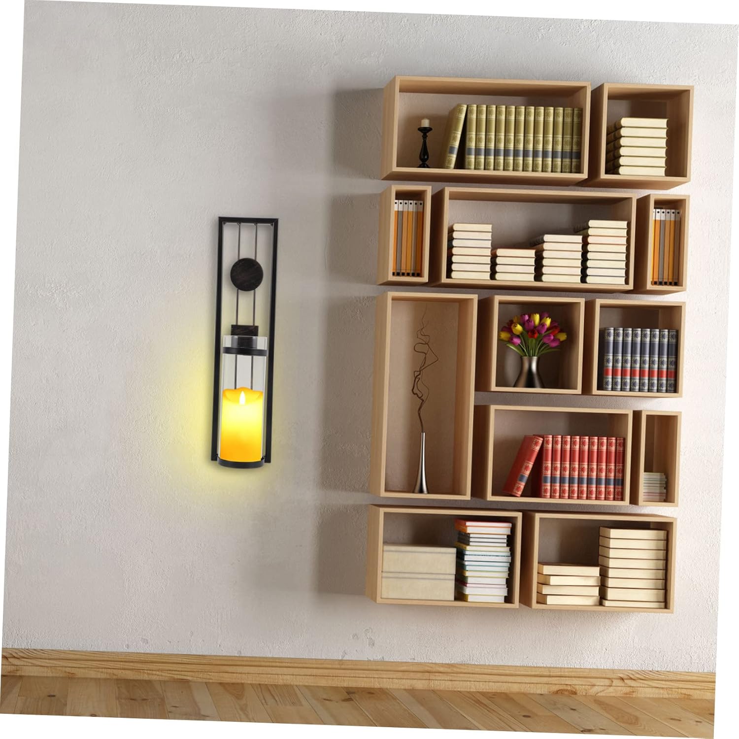 2pcs Iron Wall Hanging Candle Holders Elegant Candlesticks for Home Decor Vintage-Style Sconces for Living Room Bedroom Sturdy Decorative Candle Holders