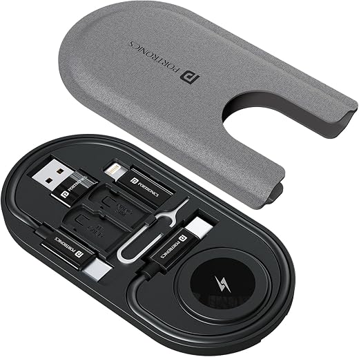Portronics Snapcase 6 60W Multifunctional Fast Charging Data Cable Kit with Wireless Watch Charging Slot, Conversion Set U...