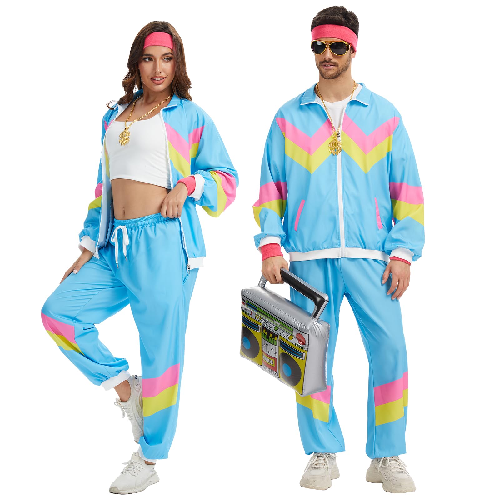 YRTBGD 80s 90s Fancy Dress for Women,80's Outfits Costumes with Accessories for Halloween Carnival Party (Blue, M) - Image 2