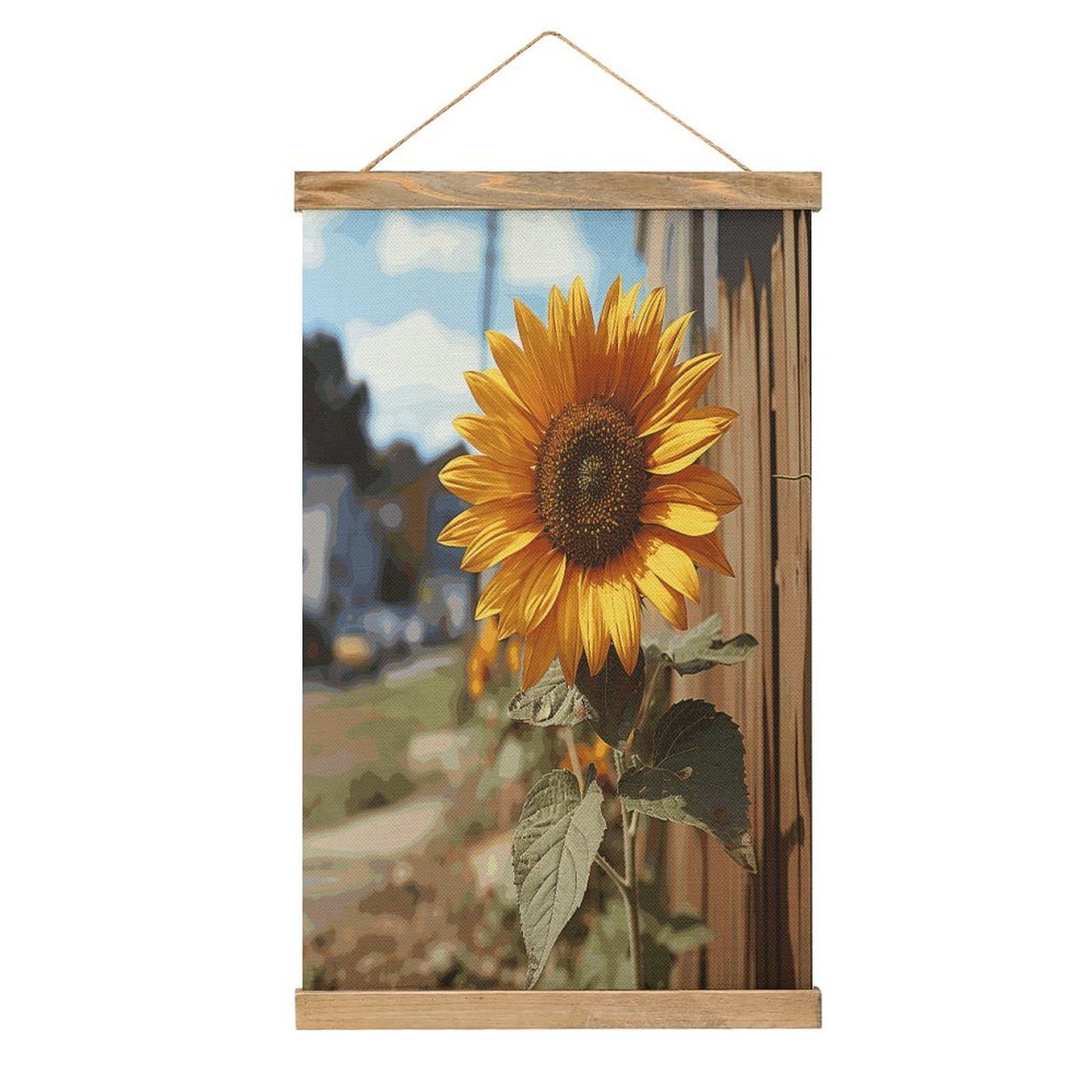 FekiLoot Farm Sunflower Linen Hanging Painting Vintage Poster Hanger Frame Wall Decor Art Painting Printed on Linen Without Fading Living Room Office Bedroom Playroom Apartment Decor
