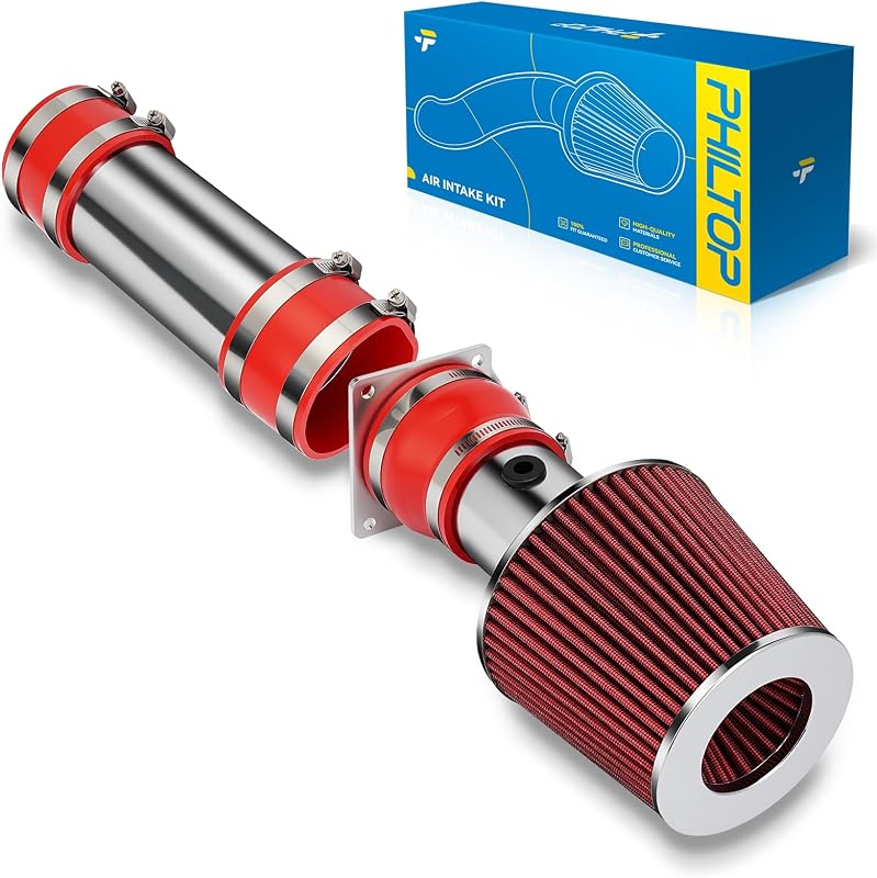 Kit de admissão de ar frio PHILTOP 3" para Ford F150 5.0/5.8L e Bronco 1994–1996 – Vermelho