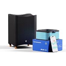 Mila Air Mini Smart Home Air Purifier with Overreactor H14 HEPA Replacement Filter, Smart Air Purifier for Large Rooms or Bedrooms, Quiet Mode, Black