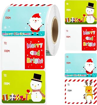 500 PCS Christmas Gift Tags Self-Adhesive,Gift Tag Stickers,Name Tags for Christmas Presents,Xmas Gift Tag Color C