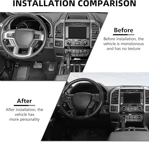 Miniatura 2 de RAZPOY para F150 Kit de moldura interior, 11 PIEZAS de tablero de consola central y moldura del volante y cubierta del panel de navegación