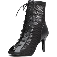 Minishion Sexy Dance Heels for Women Mesh Party Eveing Ankle Sandals Boots