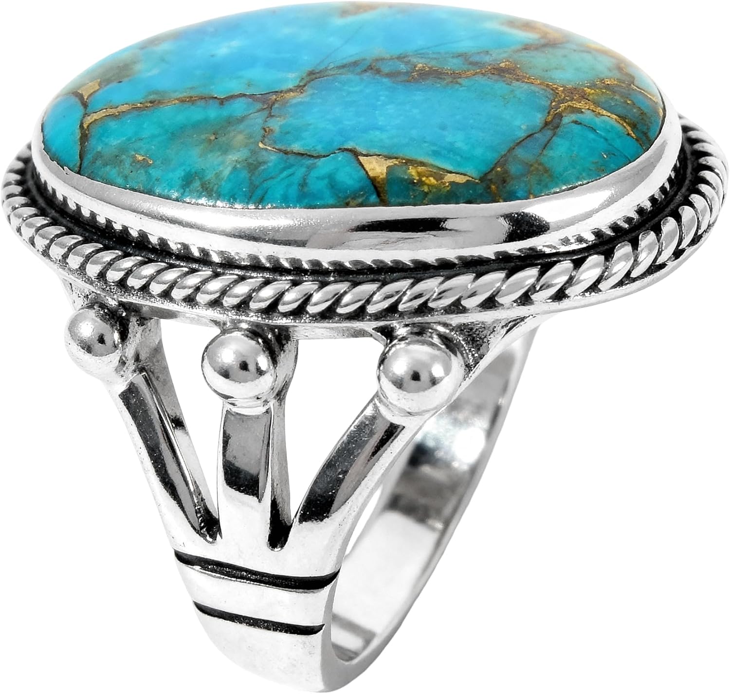 Turquoise Ring Sterling Silver 925 Genuine Gemstones (Choose Style)