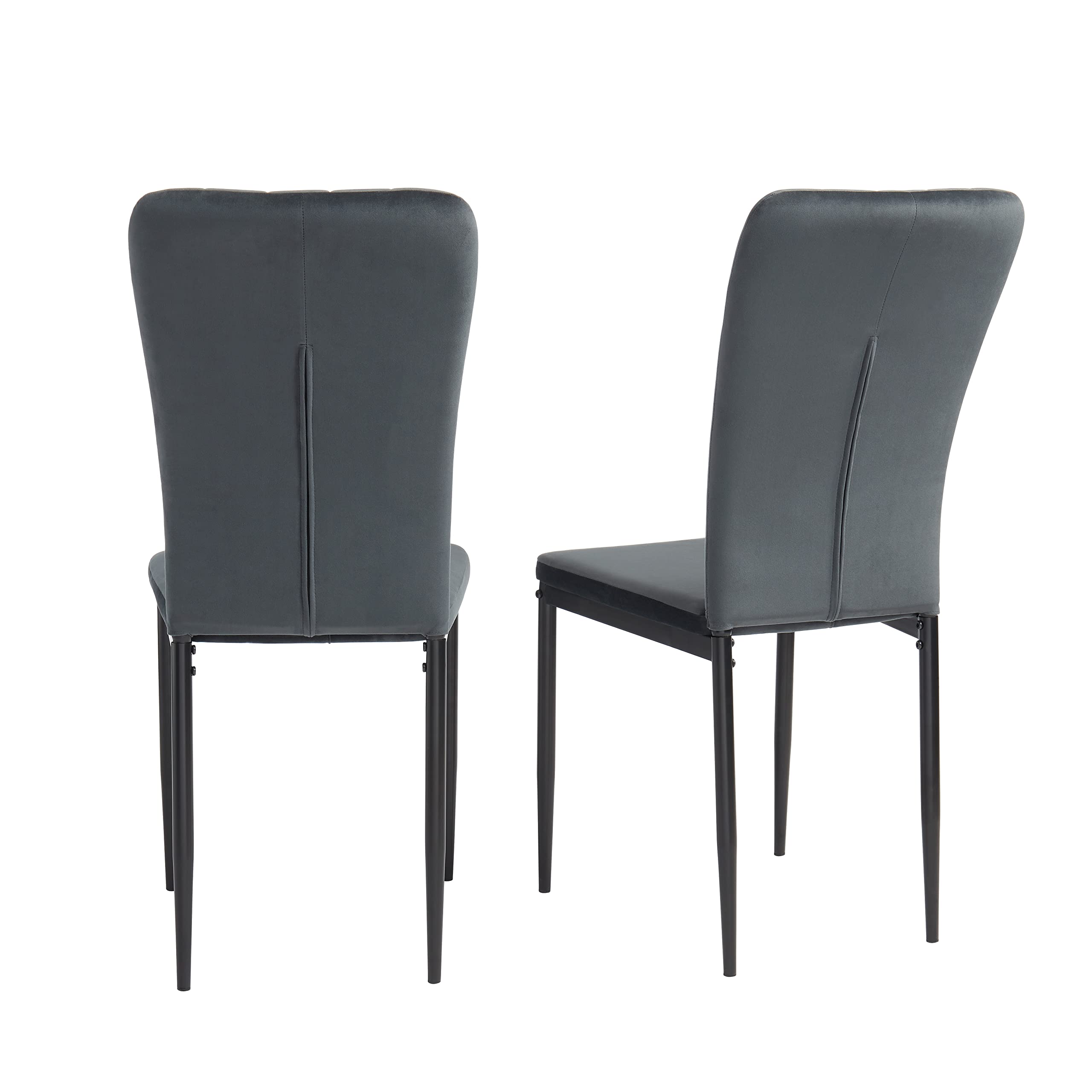 BAÏTA - Sedie Poppy Velluto Grigio Antracite Set di 4