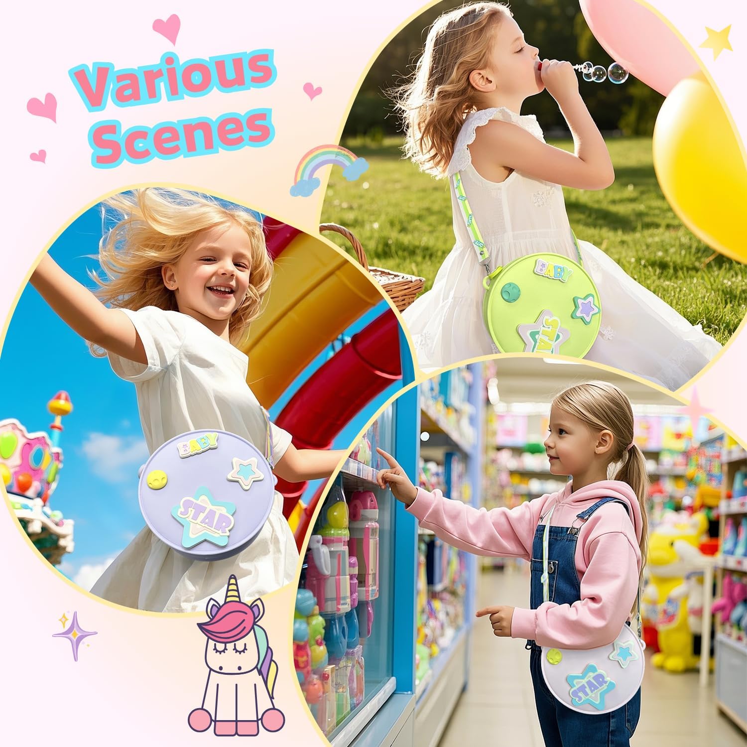 NLR FUN Purse Gift for Girls, Colorful DIY Crossbody/Shoulder Bag, Wallet with Detachable Decorations and Adjustable Strap - Image 8