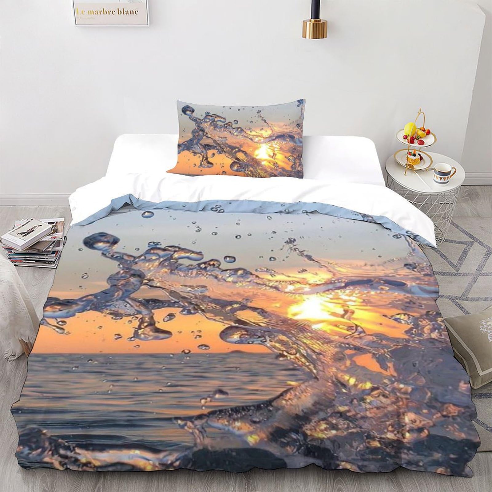 Housse de couette hydro allergies microfibre 135x200cm mer lit une place entretien facile