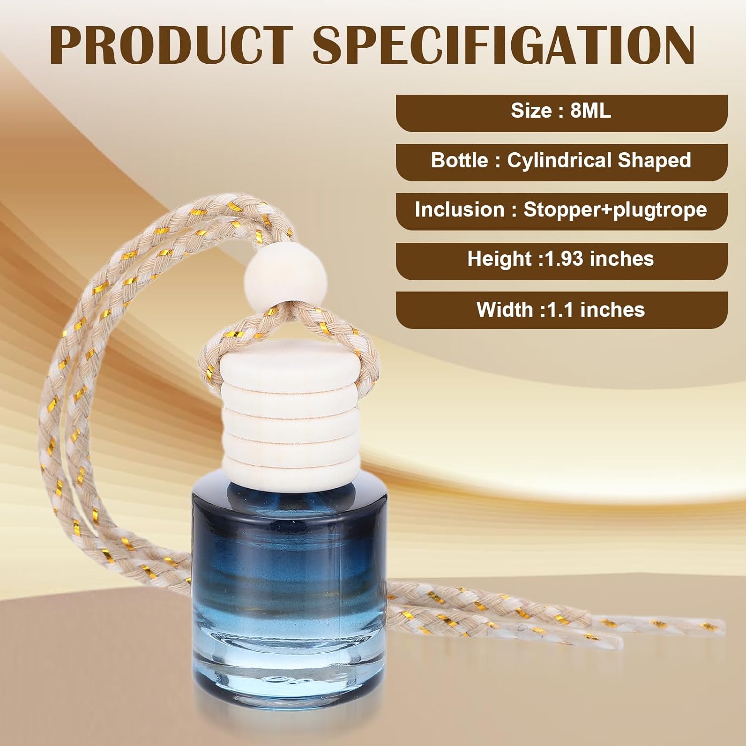 hanging car air freshener car diffuser bottles empty glass perfume bottle freshener diffuser bottle pendant for essential oil fragrance aromatherapy bottle ornament (cylinder)