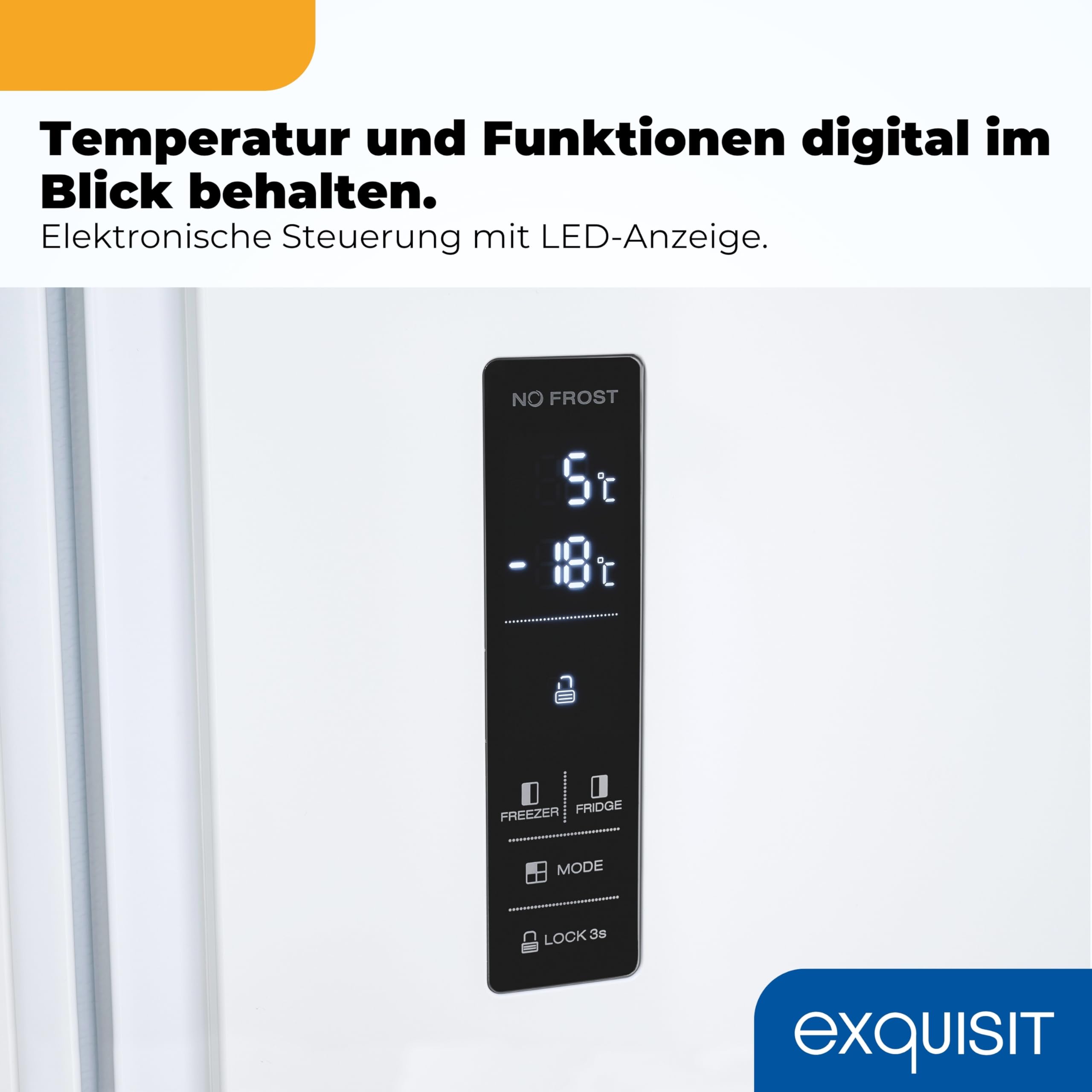 Exquisit SBS546-040D Side-by-Side Kühlschrank, 442 L, No Frost, Weiss | Freistehende Kühl-Gefrierkombination mit Energieklasse D, 39 dB leisem Betrieb, Schnellgefrierfunktion und LED-Display