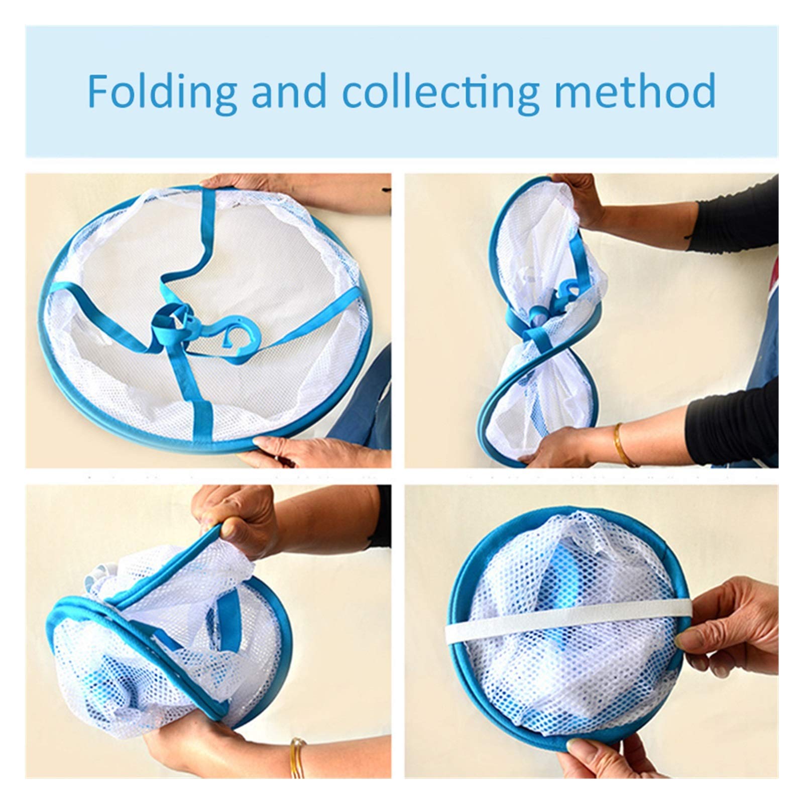 Étendoir à linge 1 pièce 3 couches pliables, filets de séchage, maille bleue, pull, sous-vêtements, soutien-gorge, panier suspendu, rangement du linge, support de séchage pliable (couleur : BU) (Bu)