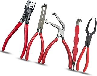 5-Piece Electrical Disconnect Pliers and Connector Tools for Cars | Includes Plug Separator Tools and Large Straight and 60-Degree Hose Clamp Pliers
