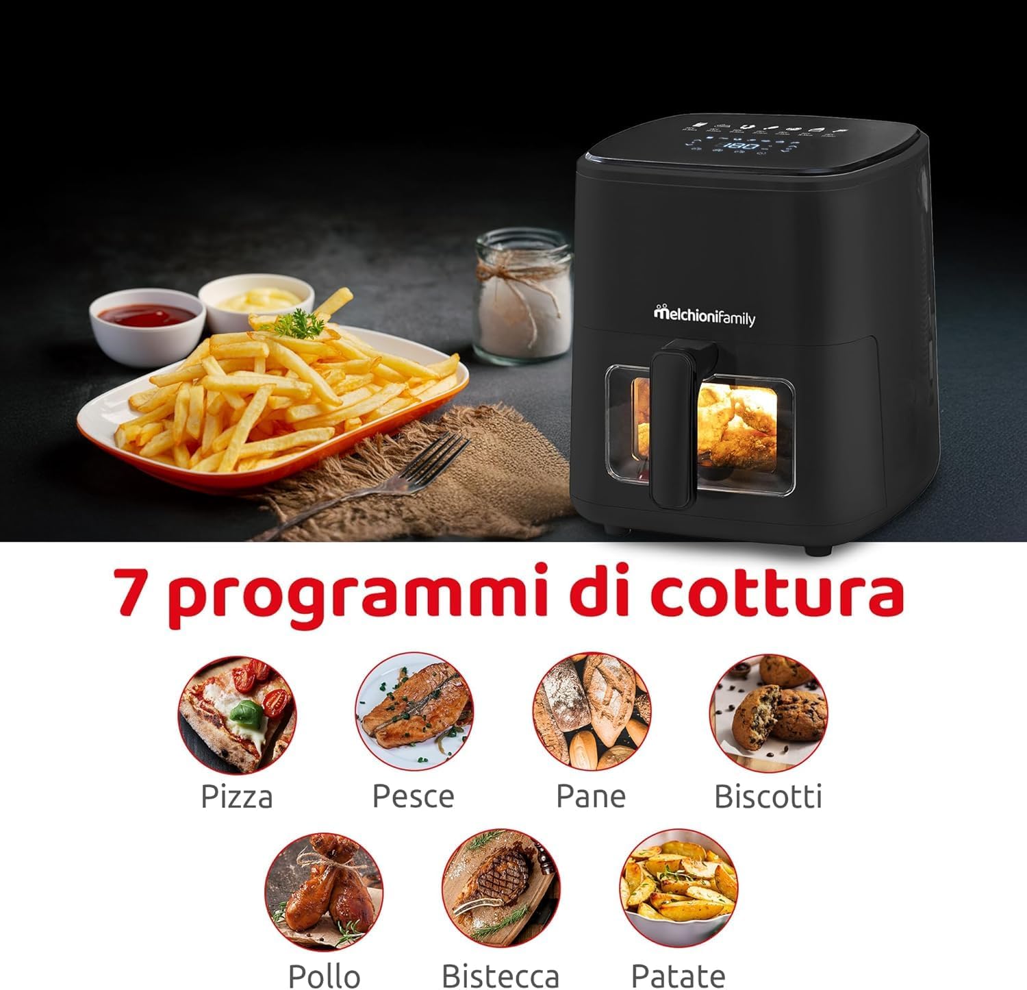 Melchioni Family Marianna New Air Fryer with 7 cooking programs