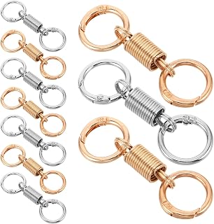 Amosfun 20pcs Heavy Duty Portable Keychain with Dual Split Key Rings Zinc Alloy Spring Loaded Key Holder for Home Office and Bag Use Multipurpose Retro Style